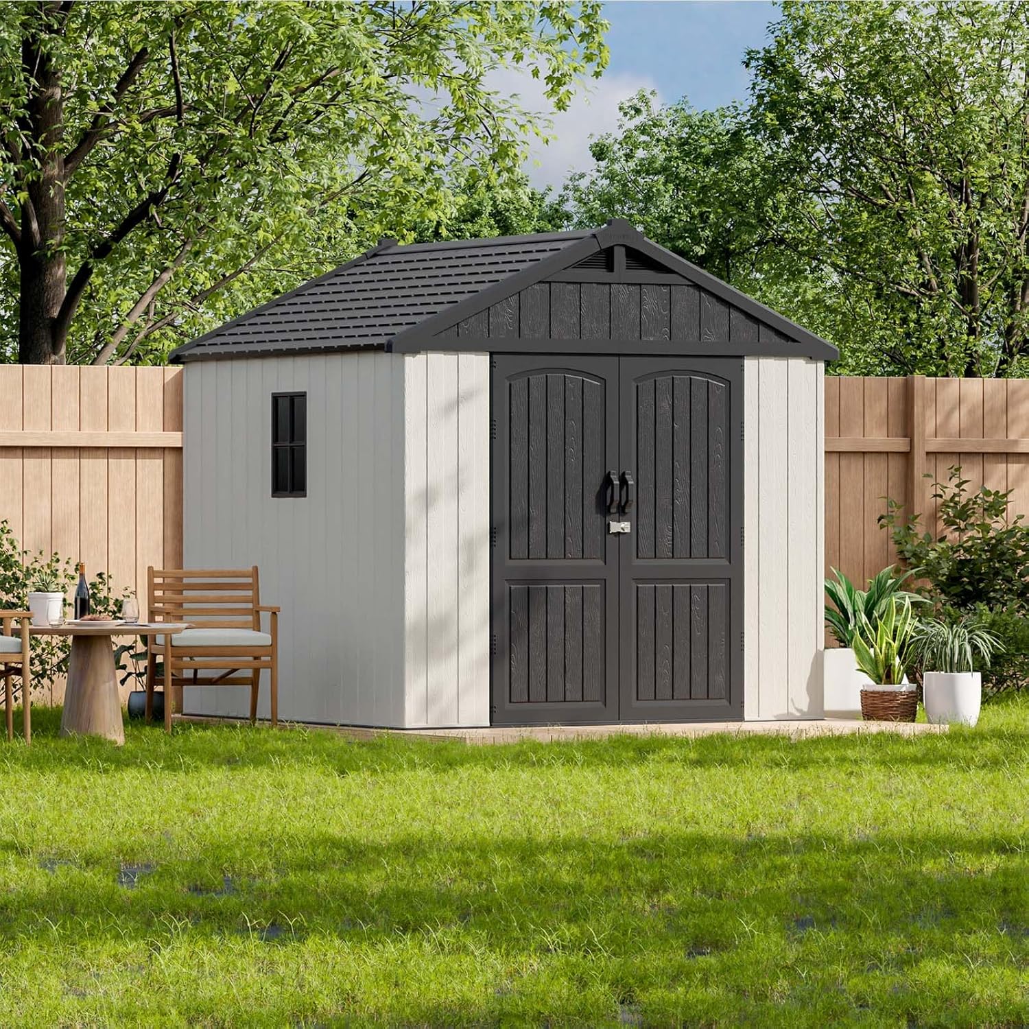 Patiowell 6×4 FT Plastic Outdoor Storage Shed with Floor, Resin Outdoor Storage Shed
