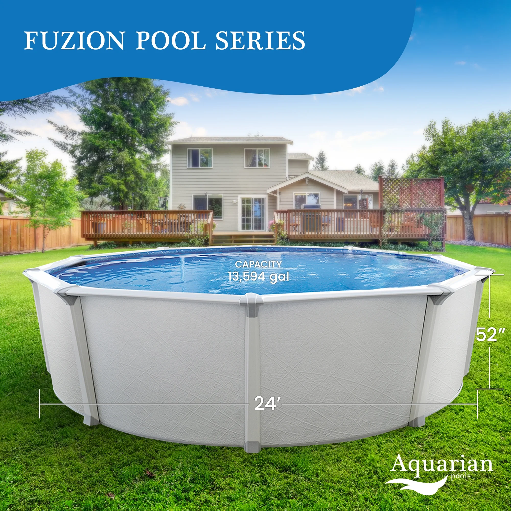 Aquarian Phoenix 15' x 52" Steel Frame DIY Family Above Ground Pool Kit