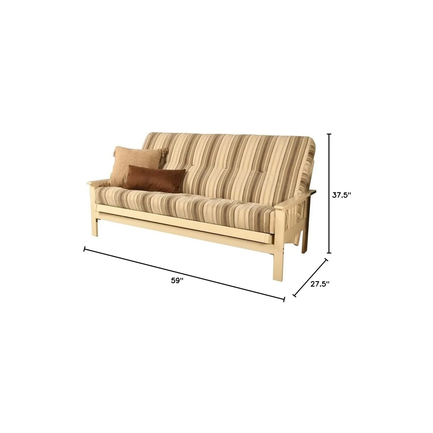 Homestock African Artifacts Full Size Futon Frame Set with Mattress, Easily Converts to Bed, Versatile Design Futon Frame for All Spaces, 33"H x 79"L x 37"D-Color:Linen Charcoal,Size:Barbados