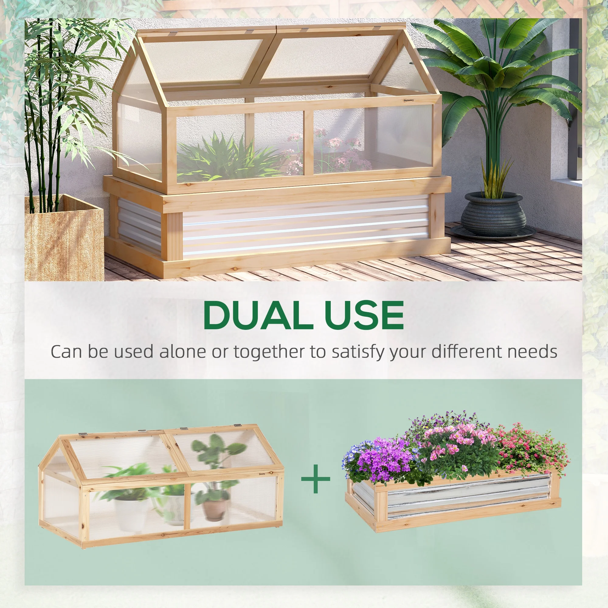 DUOSONG Outsunny Raised Garden Bed, 47" X 22" X 33", Elevated Wooden Planter Box W/ Lockable Wheels, Storage Shelf, And Bed Liner For Backyard, Patio, Natural Natural Wood Garden & Outdoor Garden