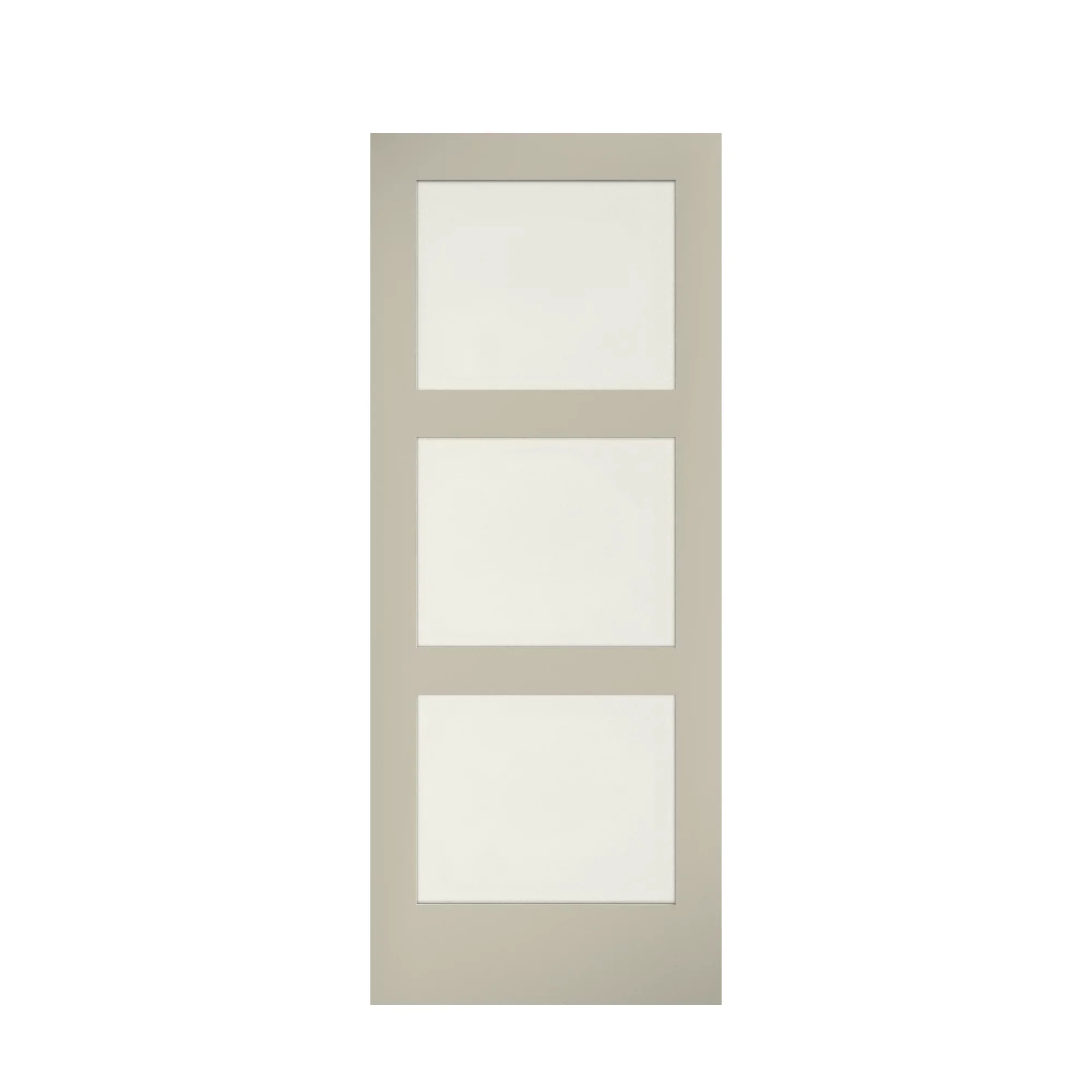 EightDoors 84 x 32 x 1-3/8 3-Lite Frosted Glass White Prefinished Solid Wood Core Interior Barn Door