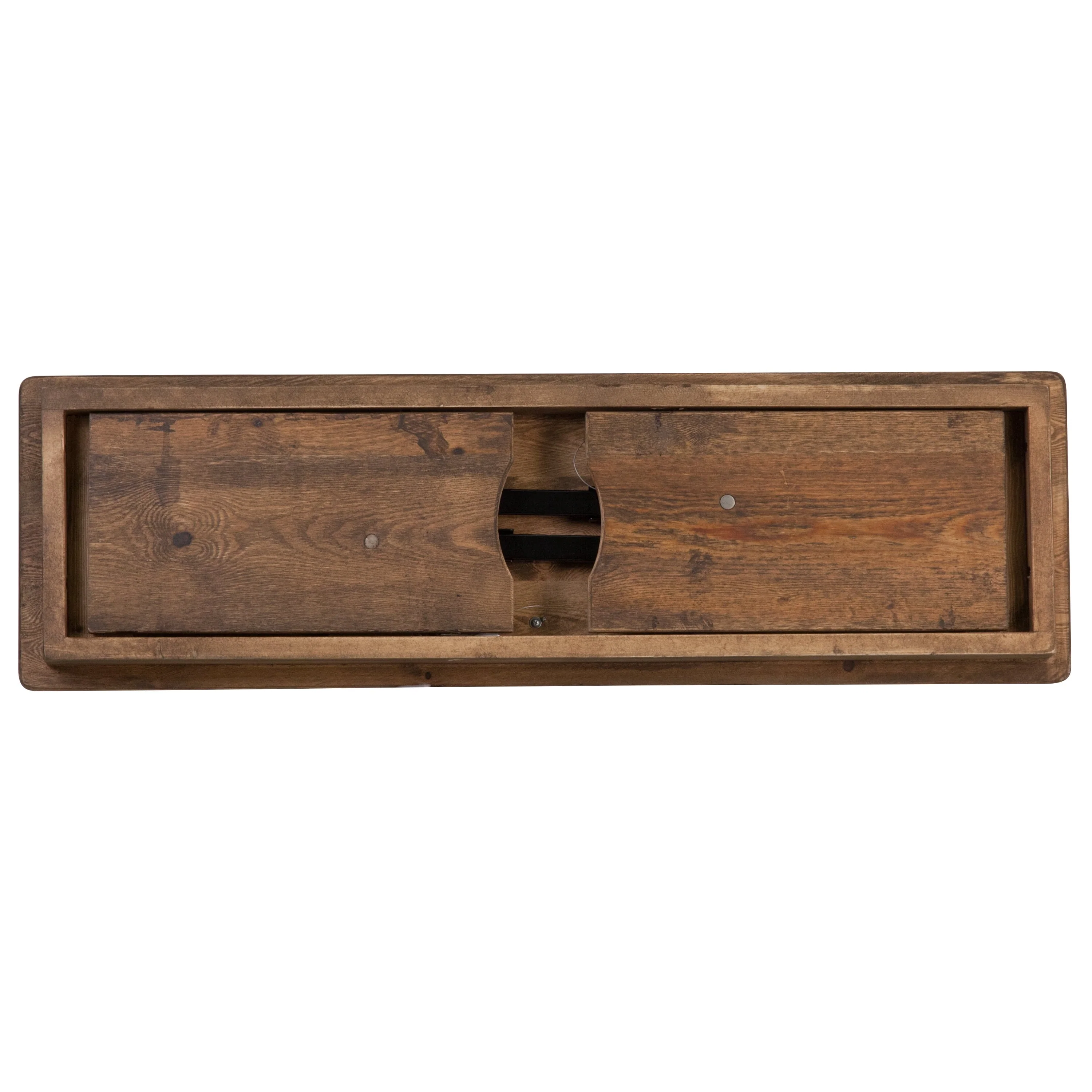 BizChair 40" x 12" Antique Rustic Solid Pine Folding Farm Bench