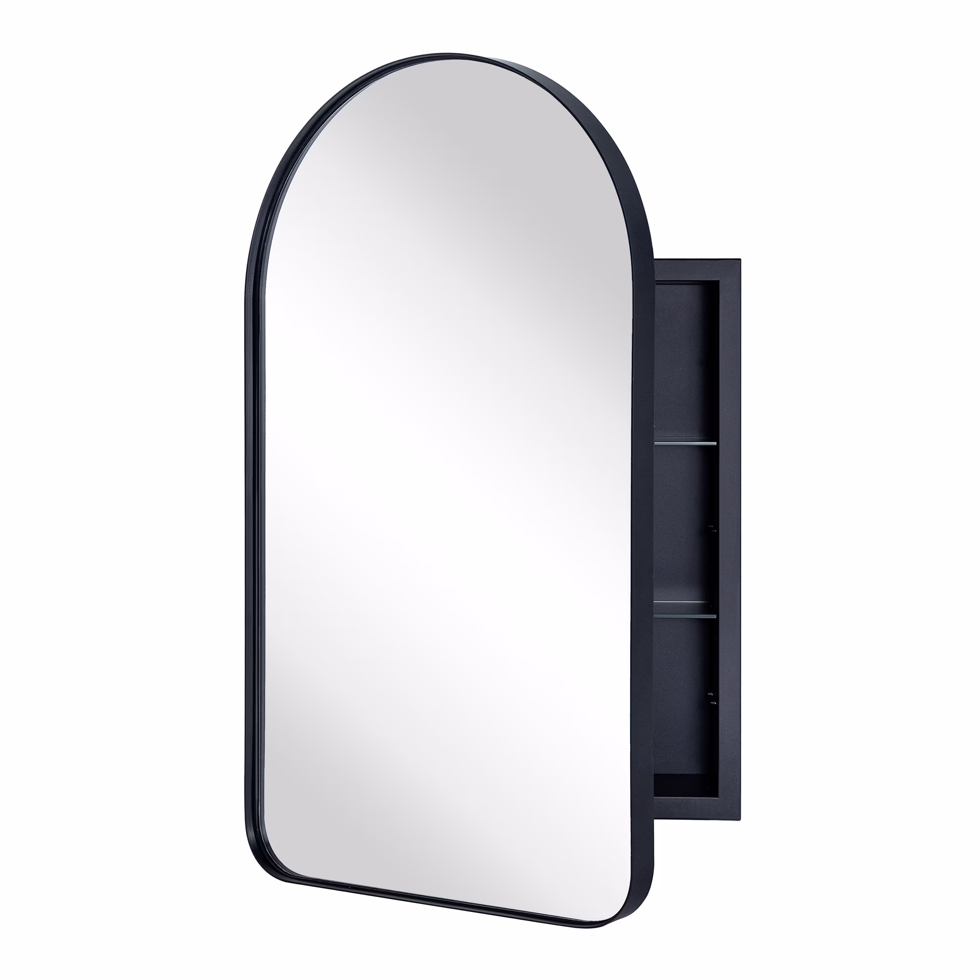 TEHOME Aristes Recessed Framed Medicine Cabinet with Mirror and Adjustable Shelves 16″ x 28.3″ – Black