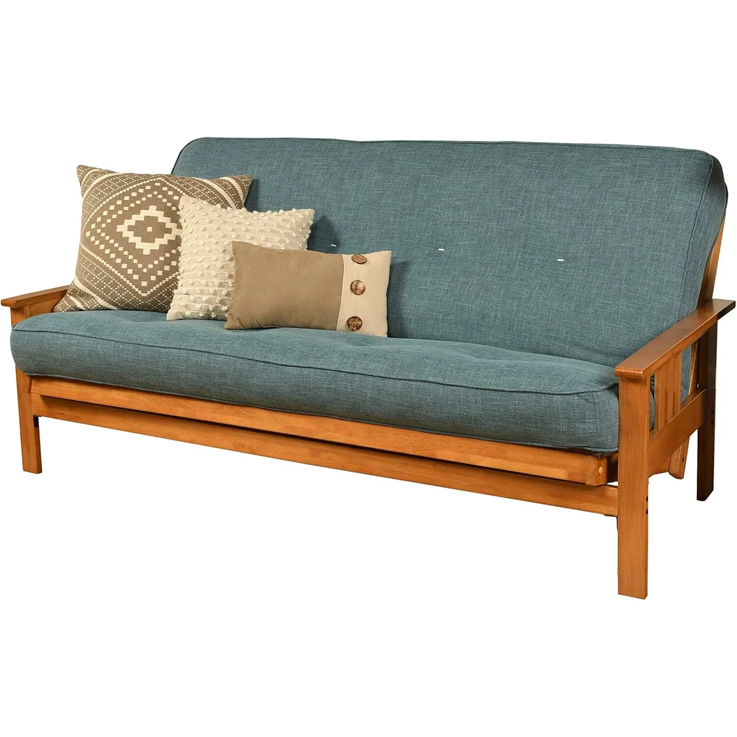 Homestock African Artifacts Full Size Futon Frame Set with Mattress, Easily Converts to Bed, Versatile Design Futon Frame for All Spaces, 33"H x 79"L x 37"D-Color:Linen Charcoal,Size:Barbados