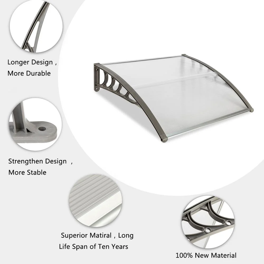 Winado 40″x 40″ Door Window Awning Patio Wall Gray Bracket Gray