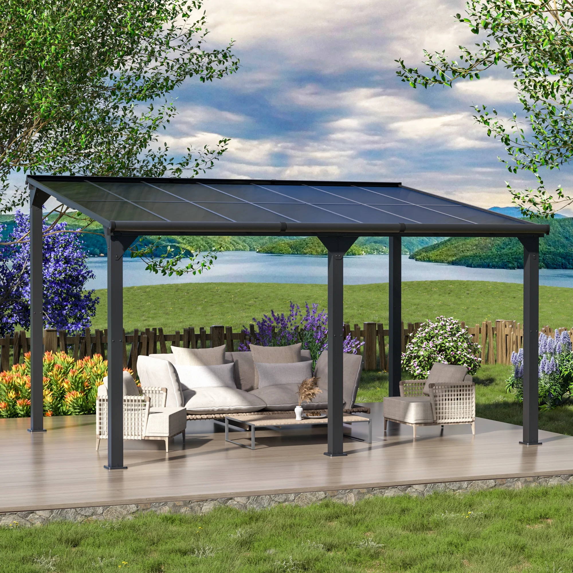 Jaxpety 14 x 10 ft. Hardtop Gazebo Outdoor Awnings for Patio, Backyard, Porch