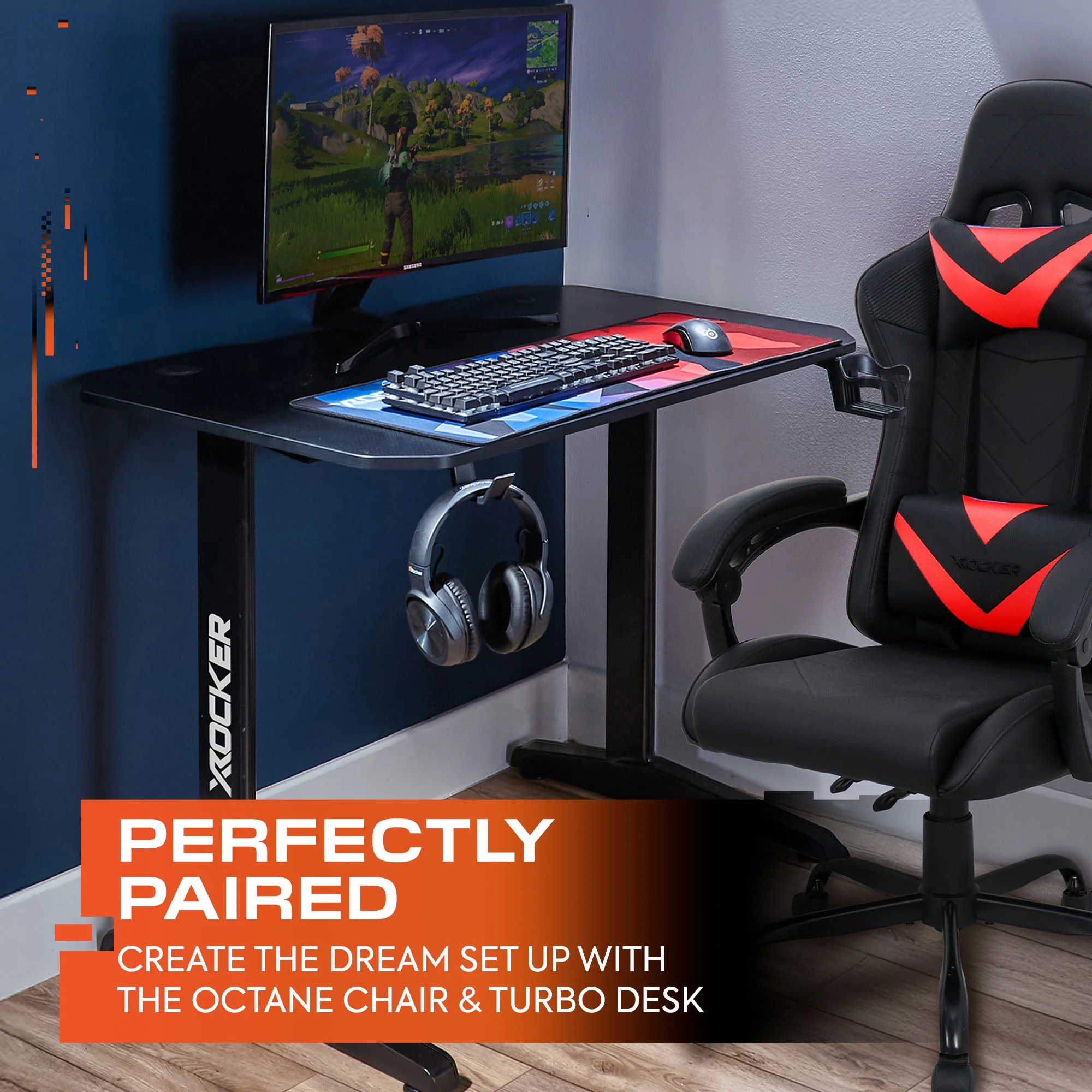 X Rocker Octane Racing Gaming Chair with Reversible Faux Leather Cushions, Black