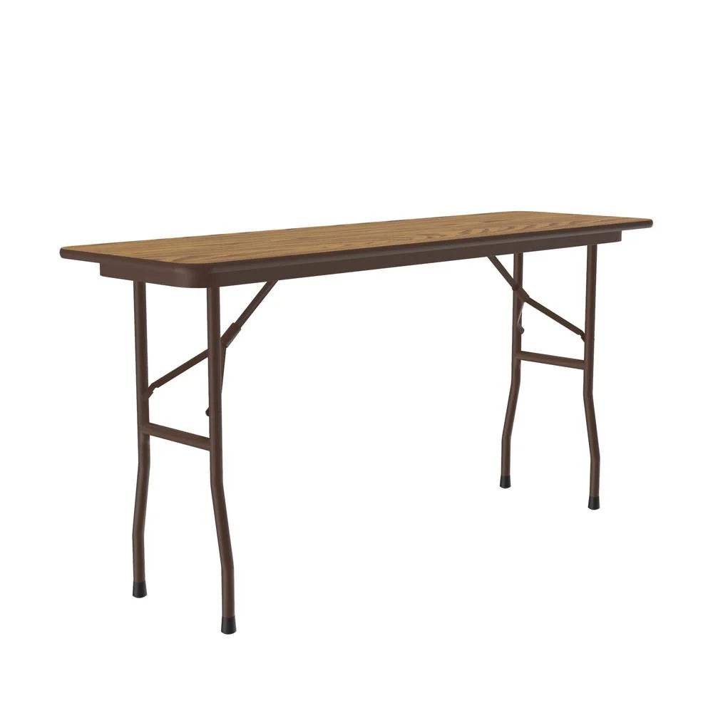 Correll 18"W x 60"D Melamine Top Folding Table in Medium Oak