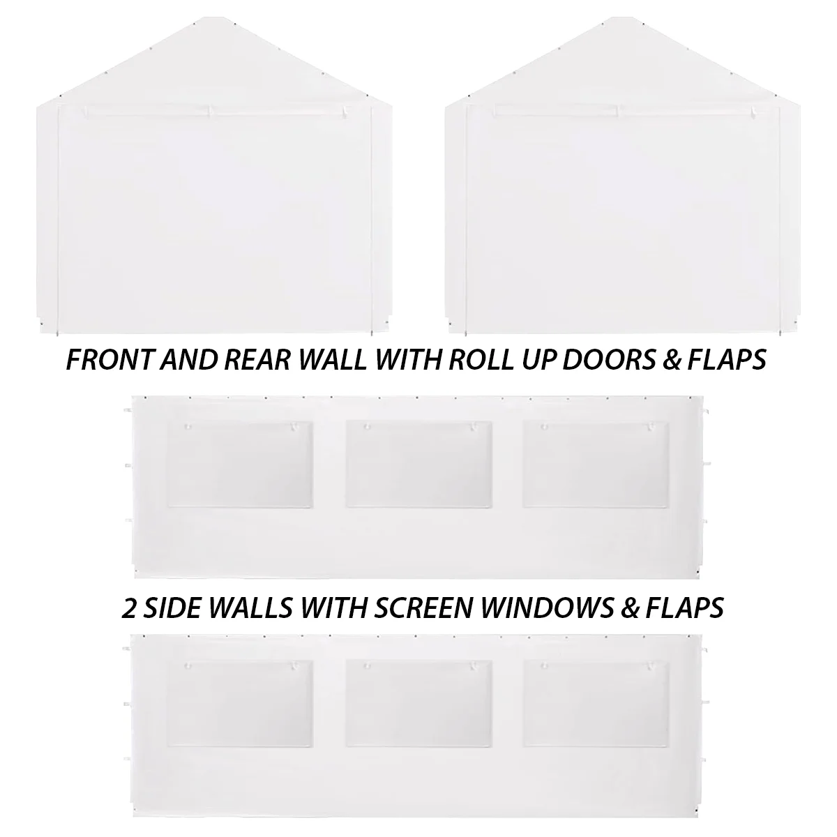 King Canopy 10' x 20' Carport Canopy Sidewall Kit w/ Bug Screen Windows