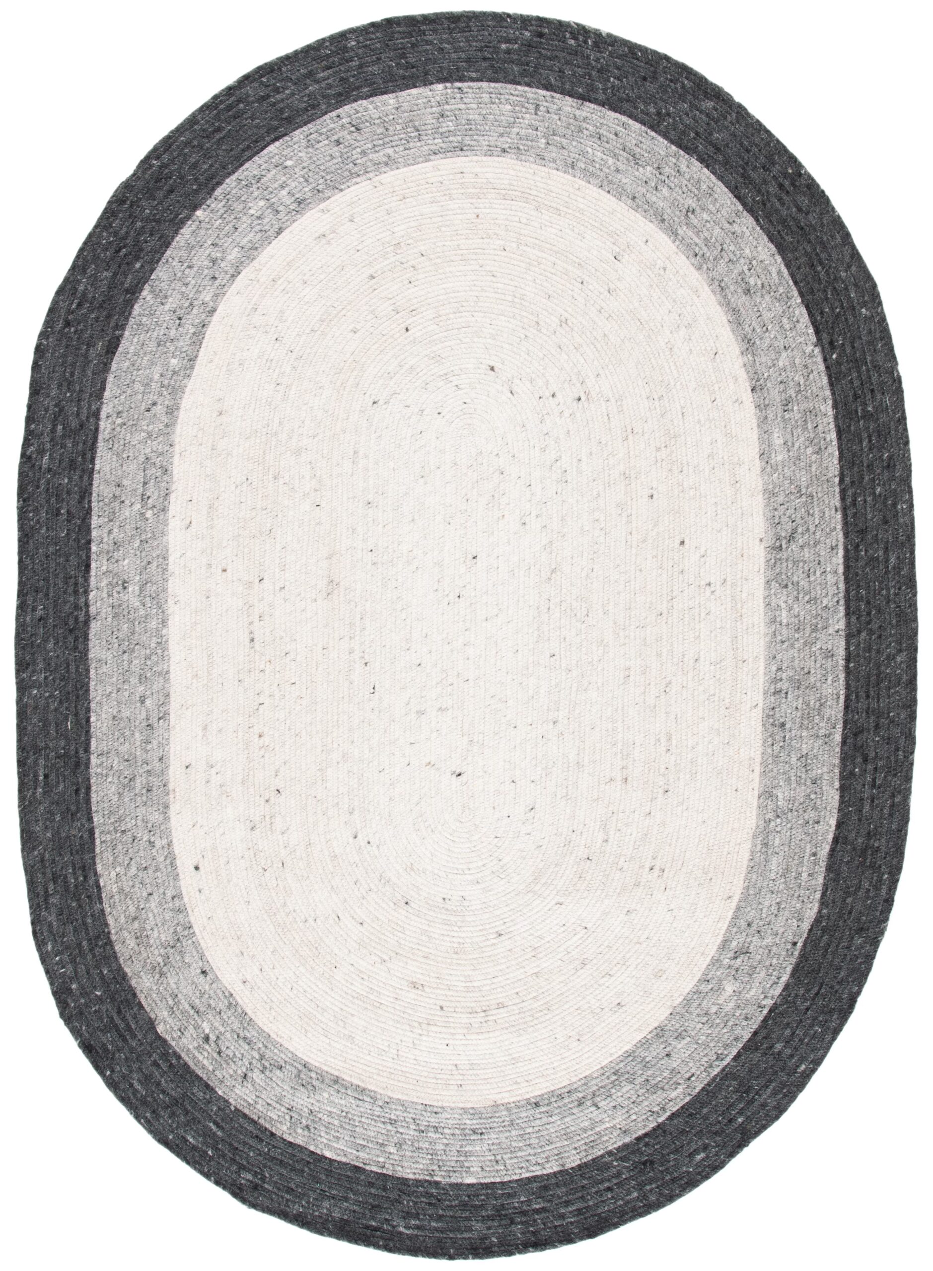 SAFAVIEH Braided Nazca Geometric Reversible Area Rug, Grey/Ivory, 6′ x 9′ Oval