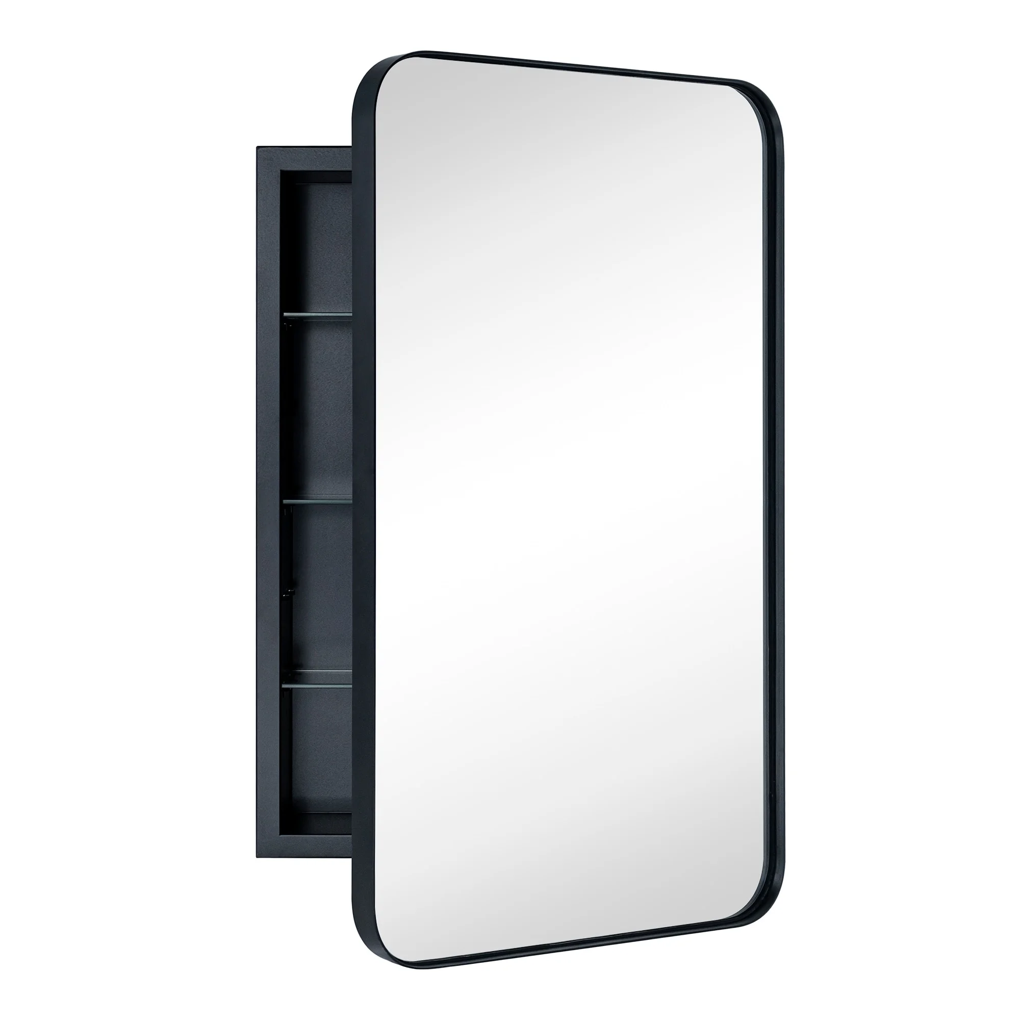 TEHOME WH Recessed Framed Medicine Cabinet with Mirror and Adjustable Shelves 16" x 24" - Chrome