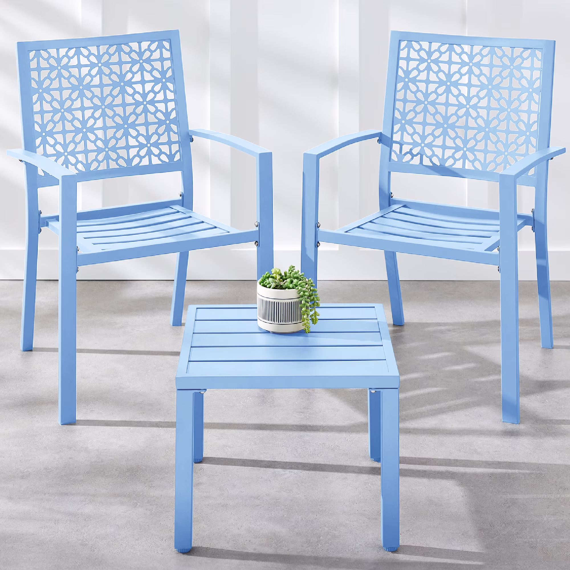 Best Choice Products 3-Piece Stackable Steel Outdoor Conversation Bistro Set, Patio Chat Furniture w/ 2 Chairs, Table- Black