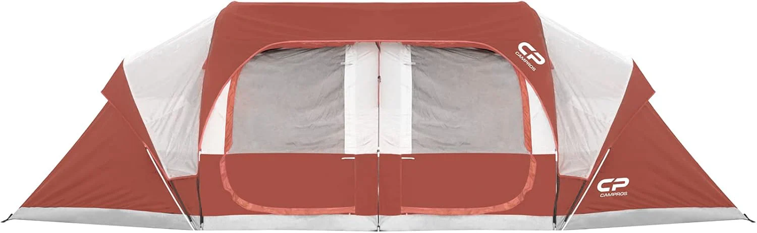 CAMPROS CP Tent 12-Person-Camping-Tents,3 Room Family Tents,Waterproof Windproof Family Tent with Top Rainfly,6 Large Mesh Windows,Double Layer,Easy Set Up, Portable with Carry Bag-20′ x 9′ x 72″(H)