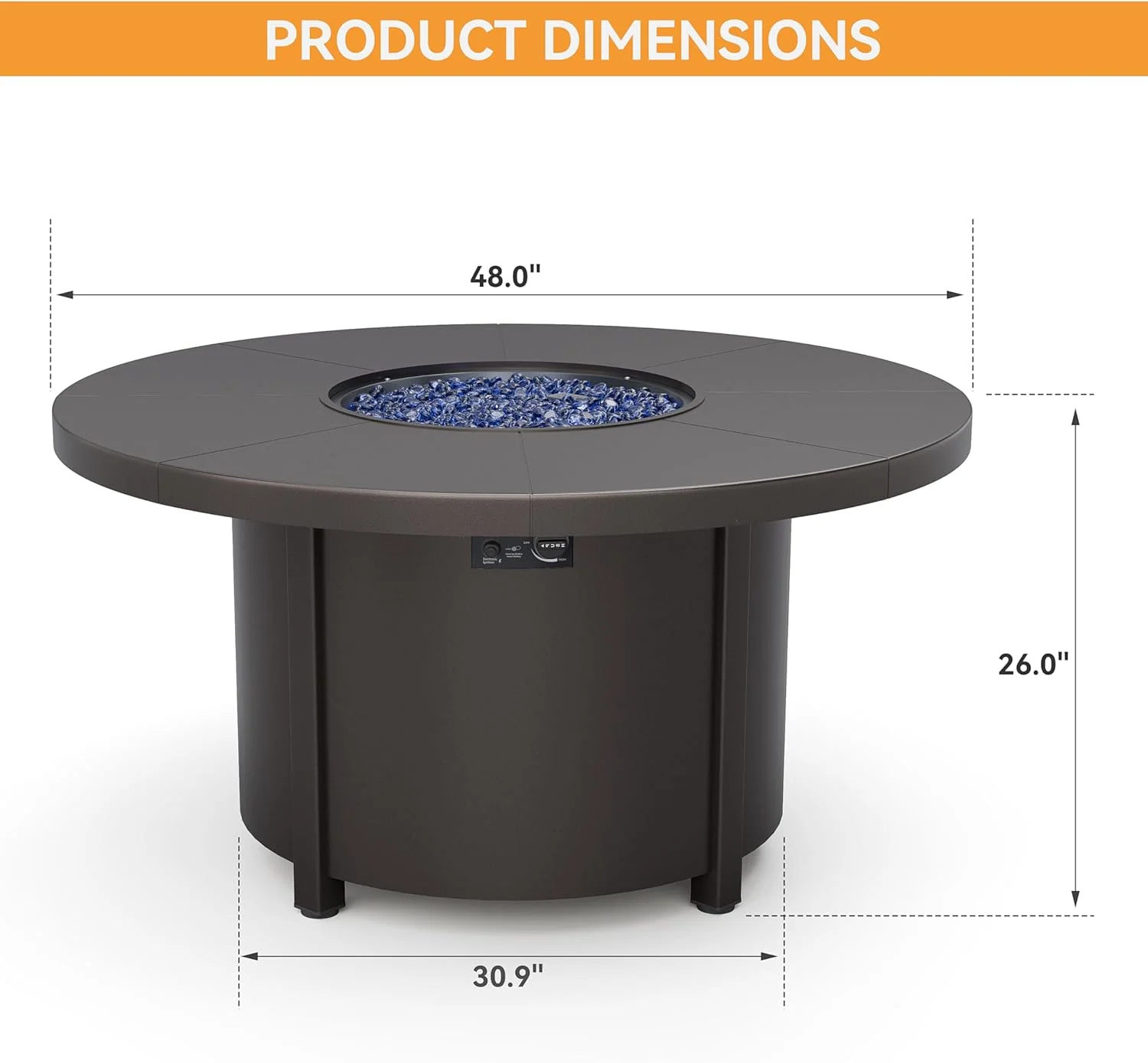 ALAULM 43" x 27.6" Propane Gas Fire Pit Table with Adjustable Flame