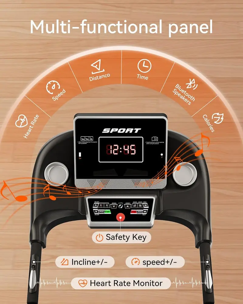 Foldable Home Treadmill With 3HP Motor, Auto Incline Adjustment And Bluetooth Connectivity