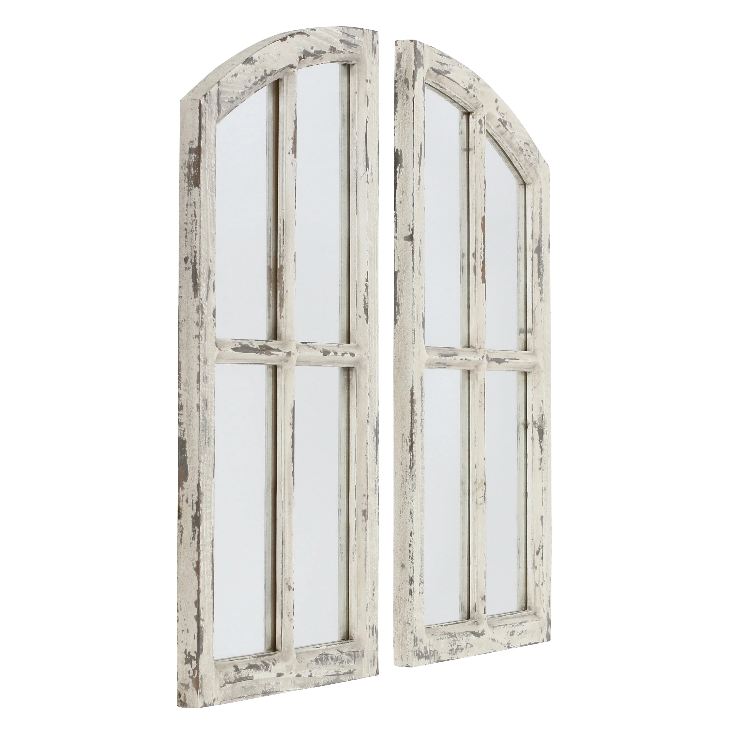Jolene Arch Window Pane Mirrors Off-White 27" x 15" (Set of 2) by Aspire