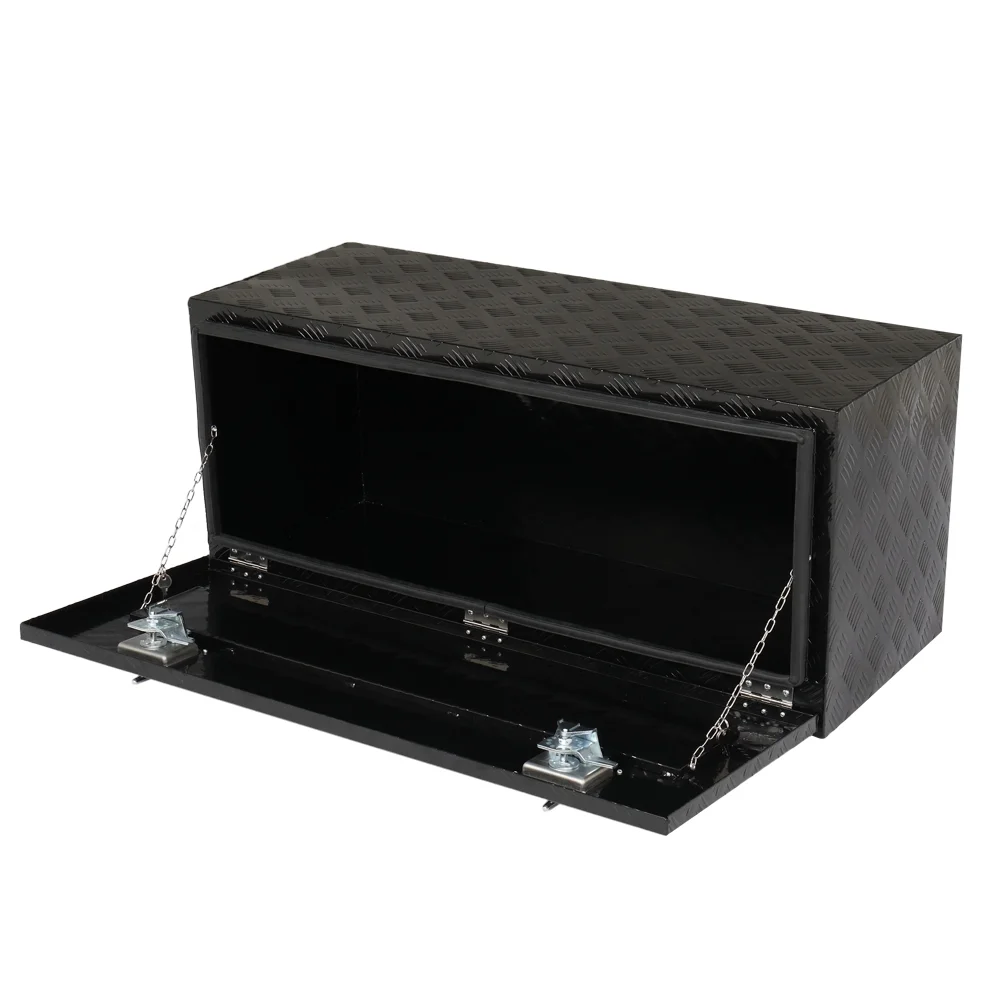 IVV Aluminum Truck Trailer Tool Box Pickup Underbody Truck Bed Storage Toolbox RV Trailer Organizer with T-Handle Latch Dual Lock Keys - Black, 42"L x 18"W x 17"H
