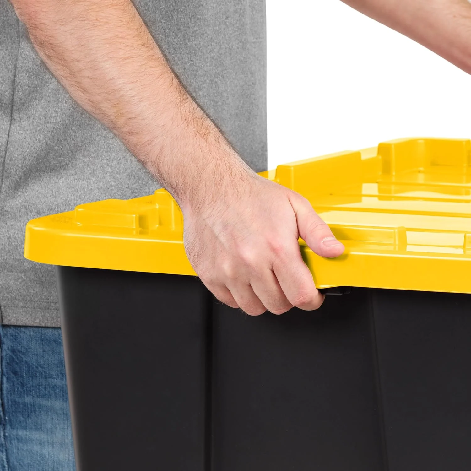 IRIS USA 27Gal/108Qt 4 Pack Large All-Weather Heavy-Duty Stackable Storage Plastic Bin Tote Container with Quick Snap Lid, (30" L x 20" W x 14" H)