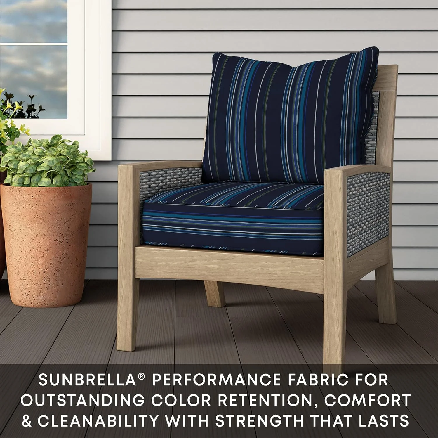 AWFHHT Outdoor Deep Seat, 24" W x 23" D, Zaire Outdoor Chair Cushion