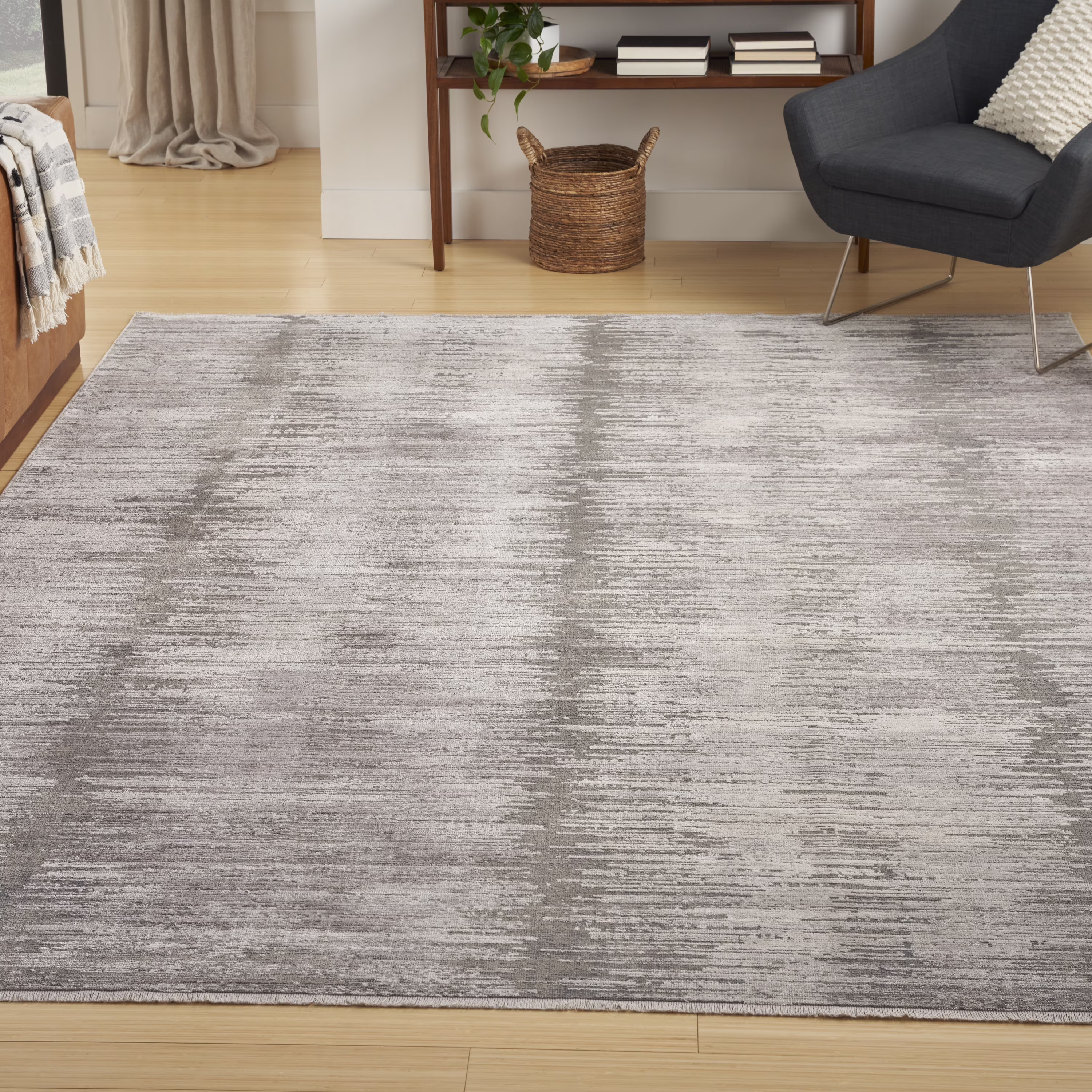 Nourison Modern Abstract Abstract Grey Gold 5'3" x 7'6" Area Rug (5x8)