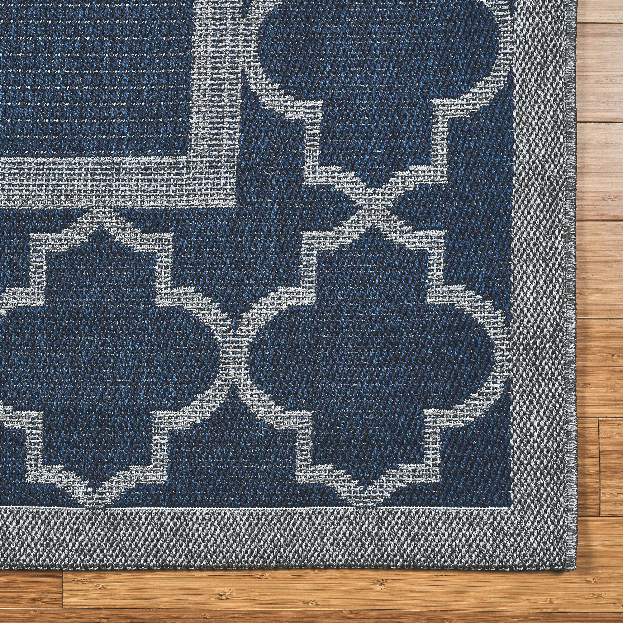 Laguna Indoor/Outdoor Area Rug, Simeon Navy Gray, 5'3 x 7'