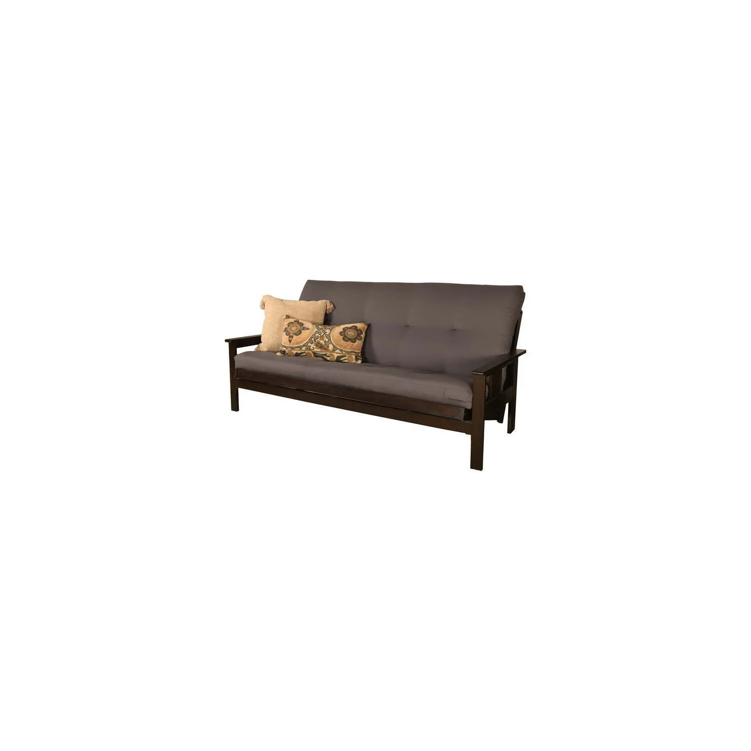 Homestock African Artifacts Full Size Futon Frame Set with Mattress, Easily Converts to Bed, Versatile Design Futon Frame for All Spaces, 33"H x 79"L x 37"D-Color:Linen Charcoal,Size:Barbados