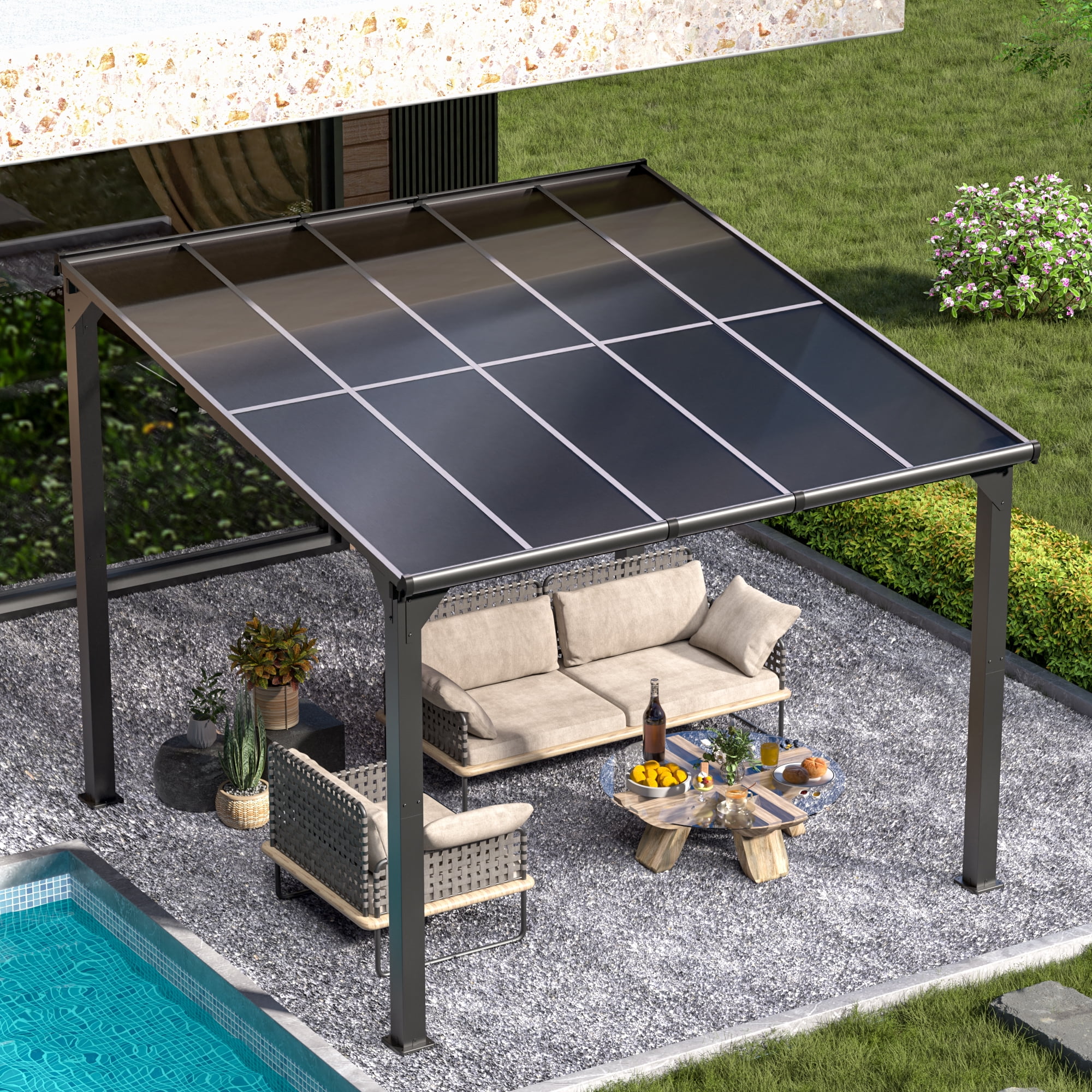Jaxpety 14 x 10 ft. Hardtop Gazebo Outdoor Awnings for Patio, Backyard, Porch