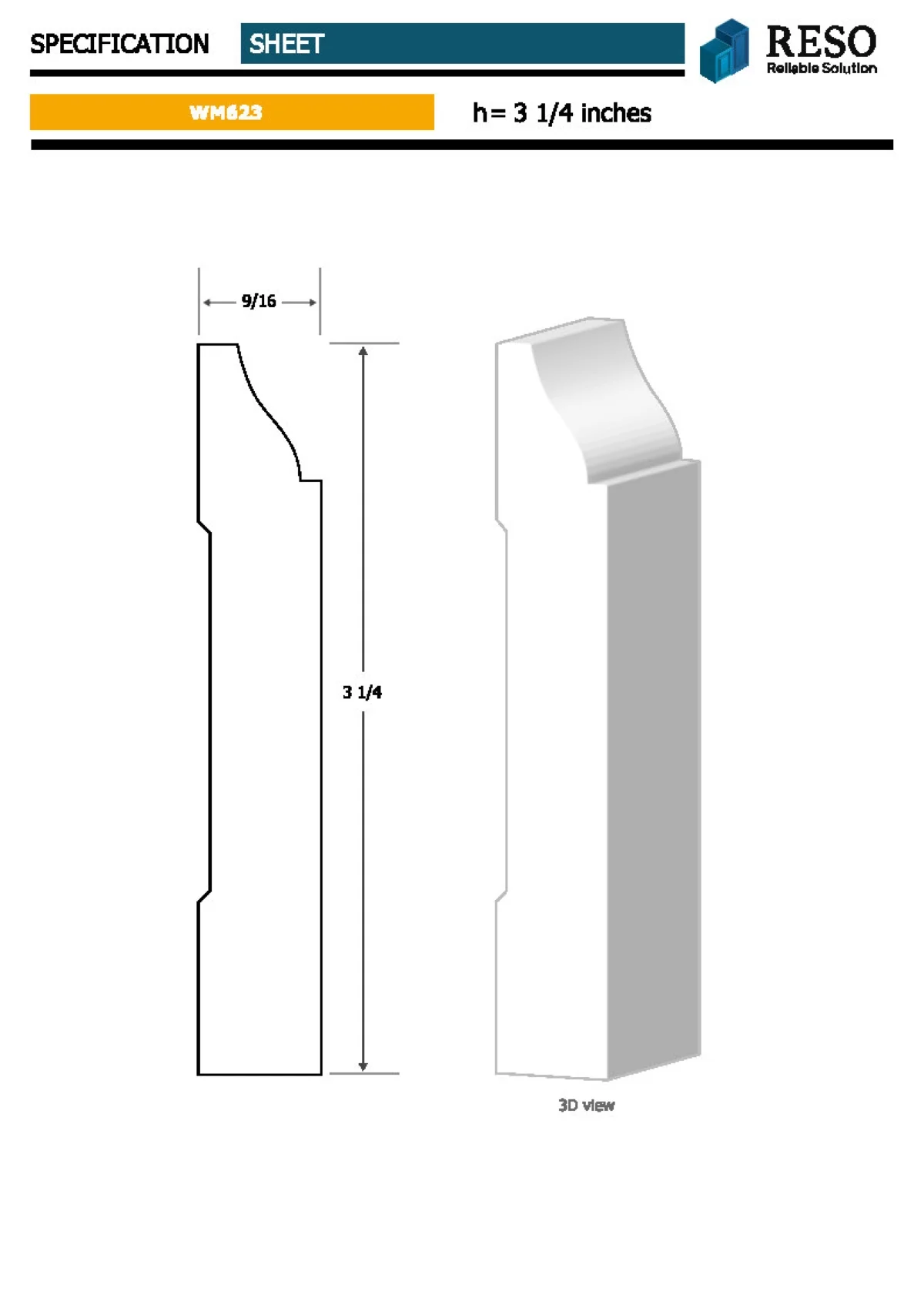 RMB 623 9/16 in.D x 3 1/4 in. W x 96 in. L Primed Finger-Joined Pine Baseboard Molding 10-pcs 80 Ft Total