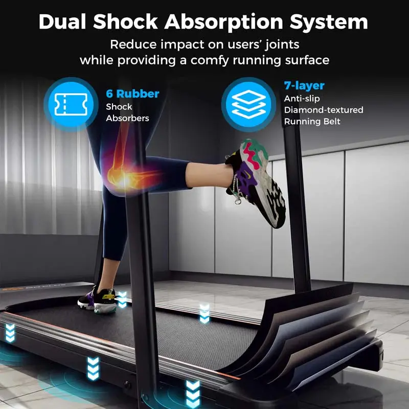 Senior-Friendly Walking Treadmill With Extended Handrails, 2.5 HP, 300 Lb Capacity, Black