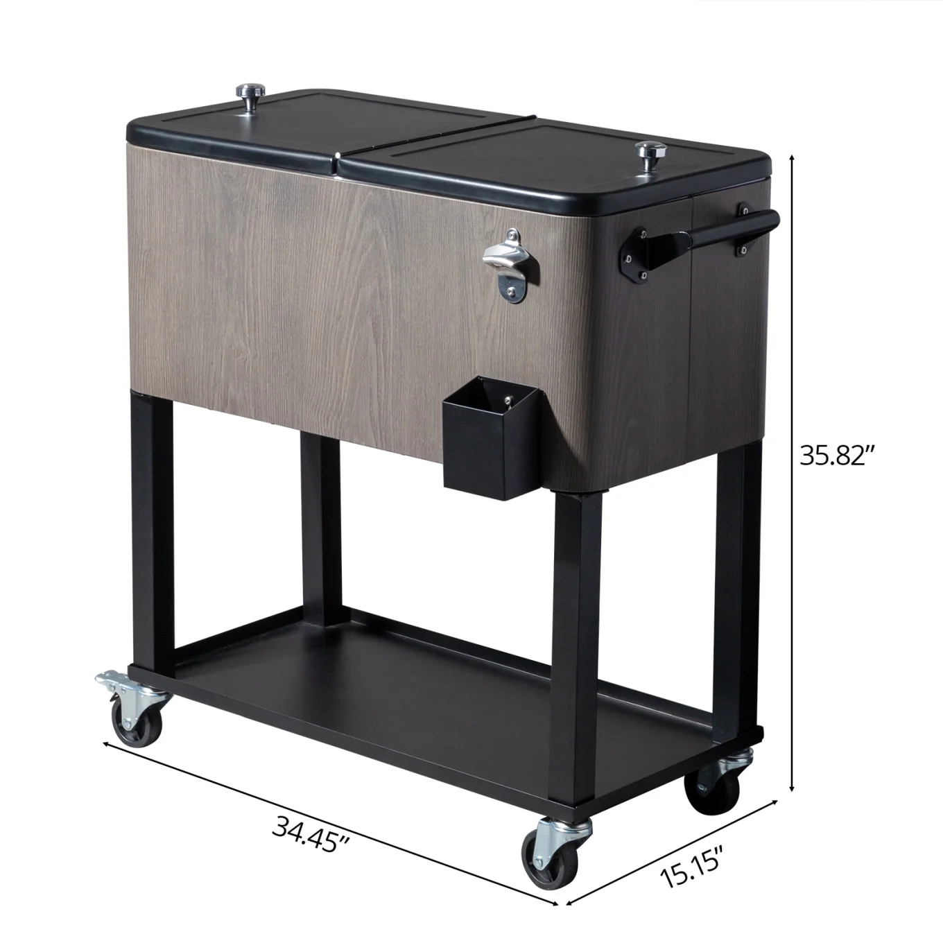 80Qt All-In-One Cooler Cart With Bottle Opener, Lower Storage Shelf and Cap Catcher, Outdoor Party Rolling Cooler With Lockable Wheels For Pool Side, Patio, Balcony, Mint(33.07 x 15.16 x 35.83)"