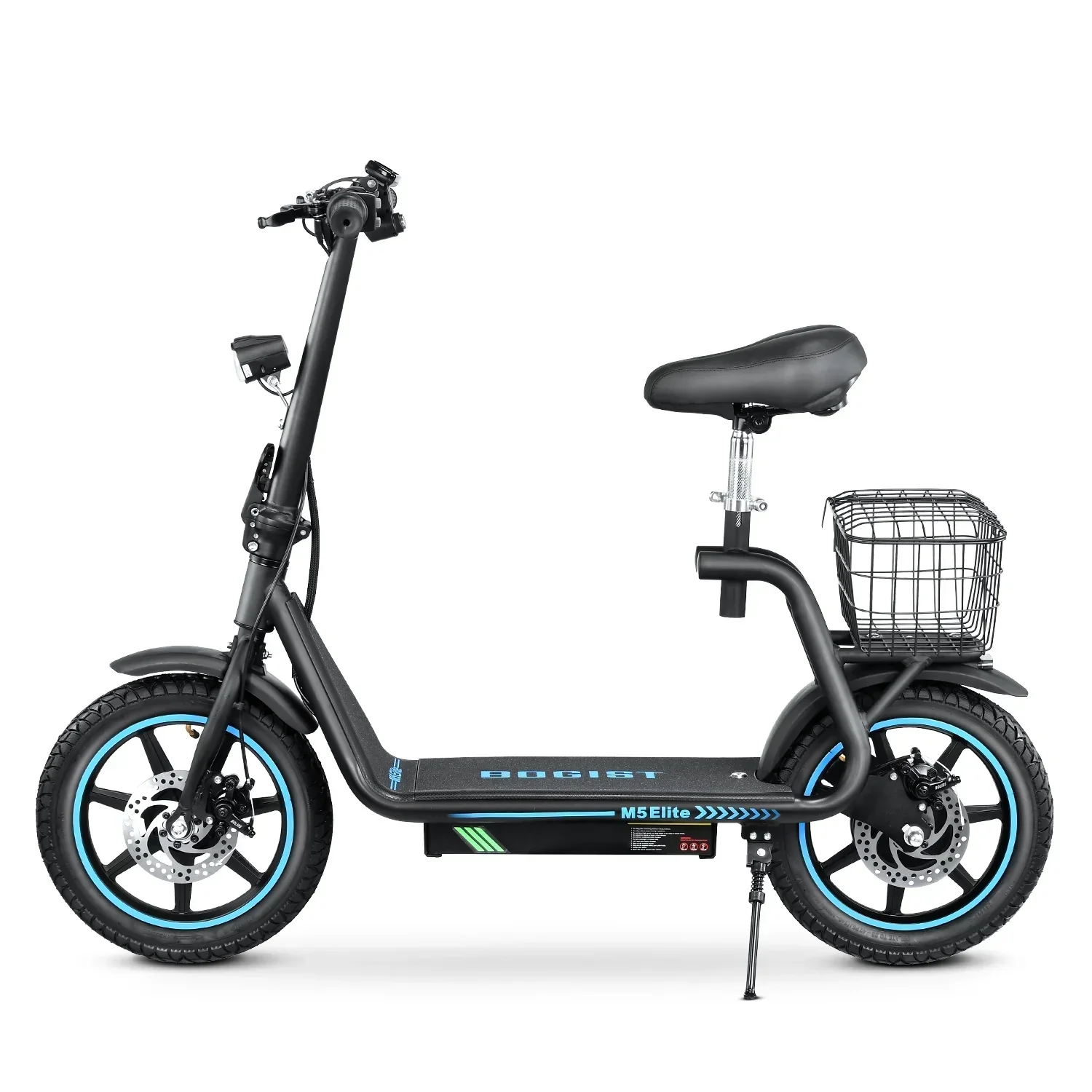 BOGIST Electric Scooter With Seat, 500W Motor, 25mph, 45km Range, 48V 13Ah, Blue - M5 Elite