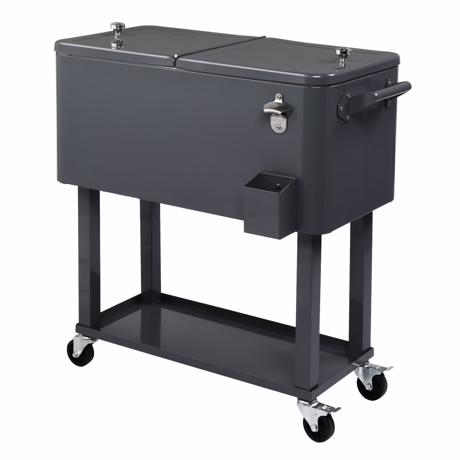 80Qt All-In-One Cooler Cart With Bottle Opener, Lower Storage Shelf and Cap Catcher, Outdoor Party Rolling Cooler With Lockable Wheels For Pool Side, Patio, Balcony, Mint(33.07 x 15.16 x 35.83)"