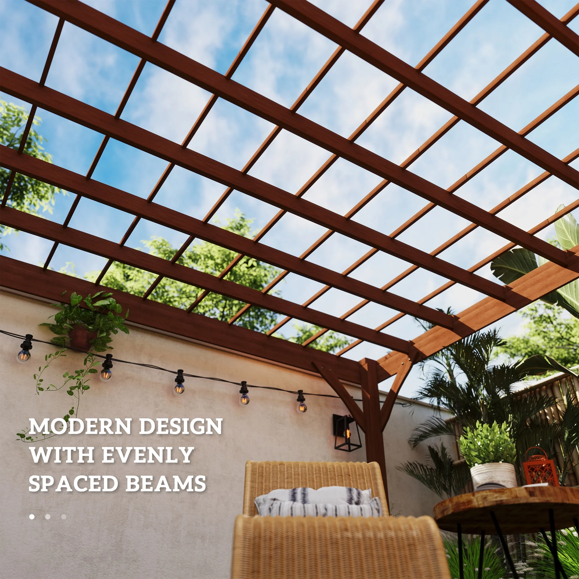 Outsunny 12' x 20' Outdoor Wood Pergola, Climbing Vine Gazebo, Brown
