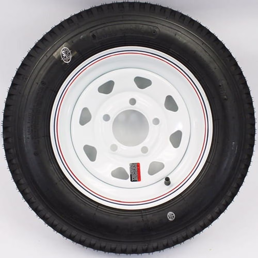 12″ X 4″ 5 lug 4.5″ Bolt Circle White Spoke Trailer Wheel