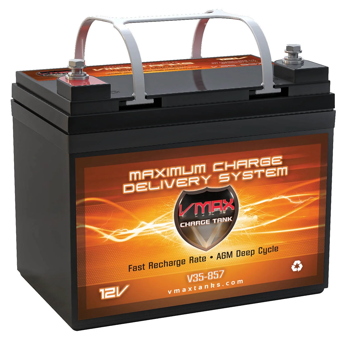 VMAX V35-857 12V 35AH AGM Deep Cycle U1 Battery (7.7″x 5″x 6.1″) for Minn Kota Endura Max 45 Hand Control – 12V-45lb Trolling Motor