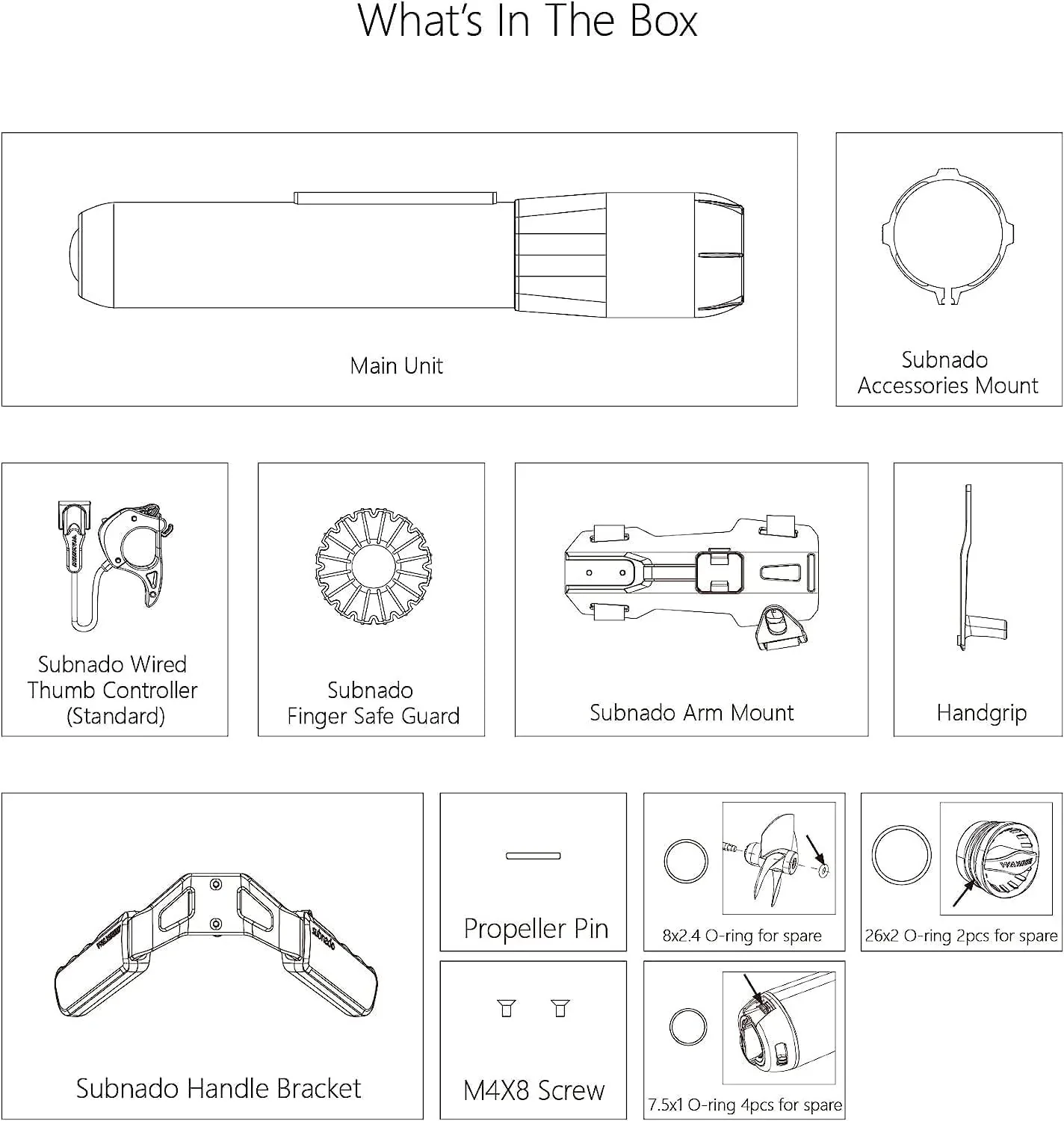 Subnado Twin Engine Handle Bracket+ Subnado Underwater Scooter 2 Packs with 2 handgrips, 2 Arm Mount Kits, 2 Accessories Mount Rings