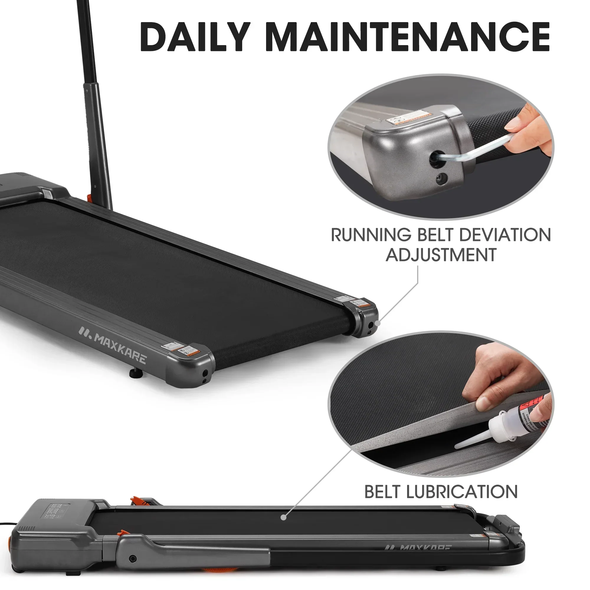MaxKare 2-in-1 Folding Under Desk Treadmill, 2.5HP, 7.5MPH, 265 lbs Capacity