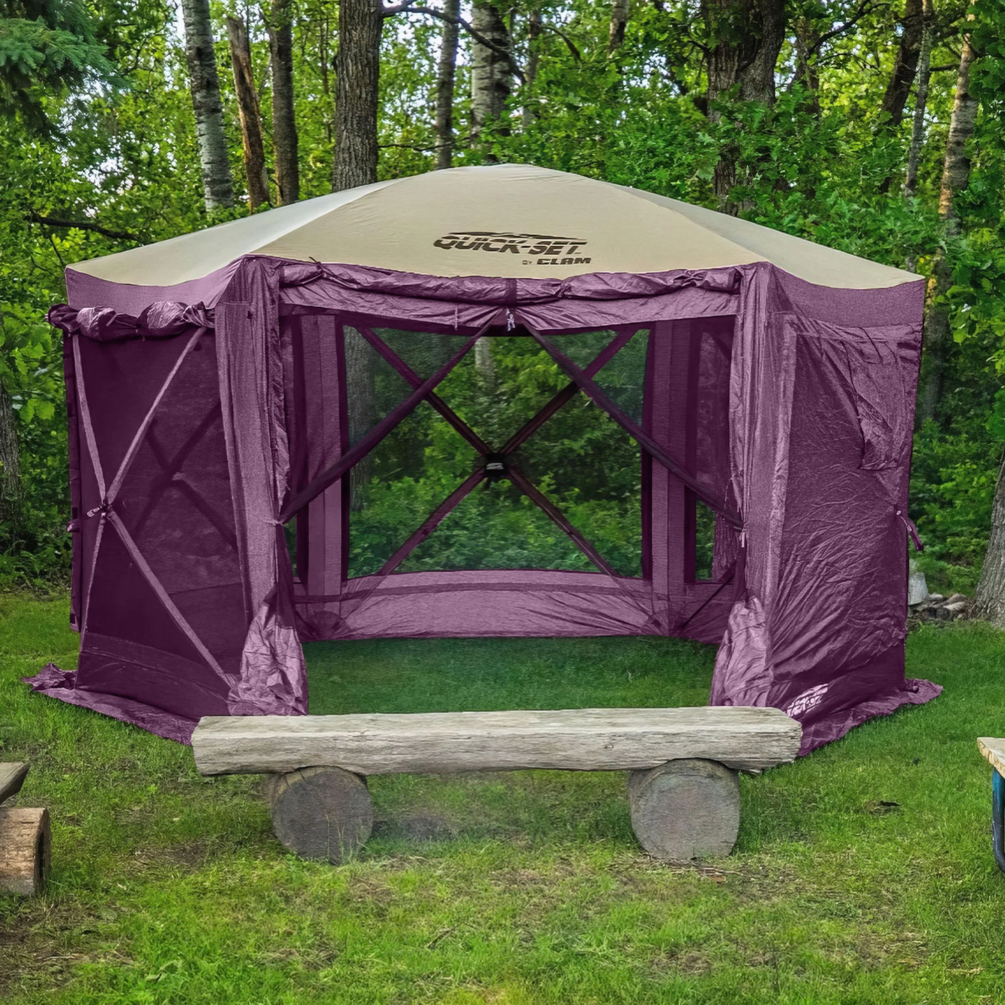 CLAM Quick-Set Pavilion 12.5 x 12.5' Portable Outdoor Canopy Shelter, Green