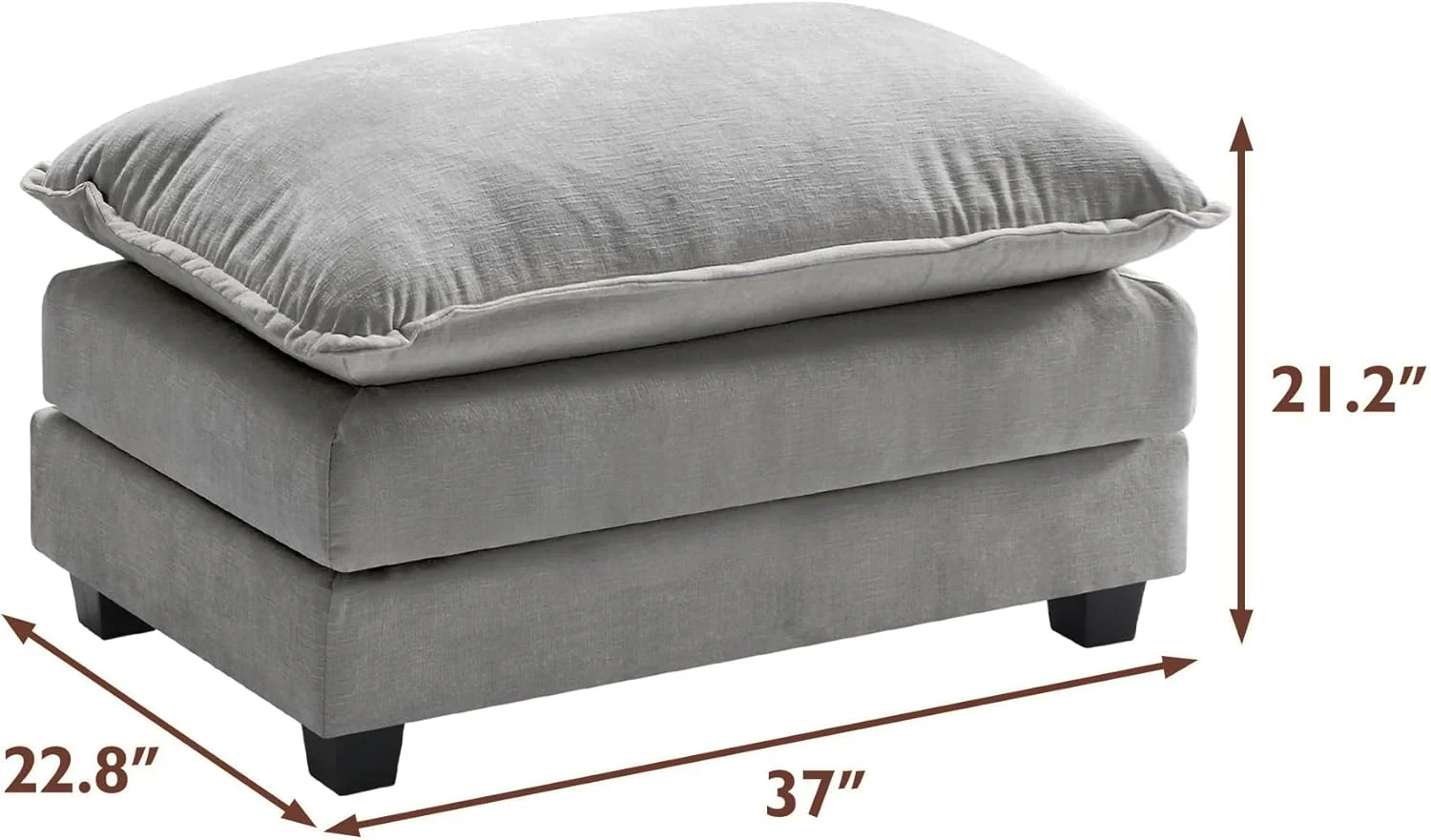 Ihanherry 146" U-Shaped Modern Sofa Modular Sectional Cloud Couch with 2 Ottoman, 6-Seat Chenille Deep Seat Sofa with 6 Pillows for Living Room, Bedroom and Apartment, Grey