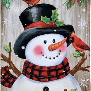 Frosty & Cardinals Christmas Garden Flag - 12" x 18", Double Sided, Snowman
