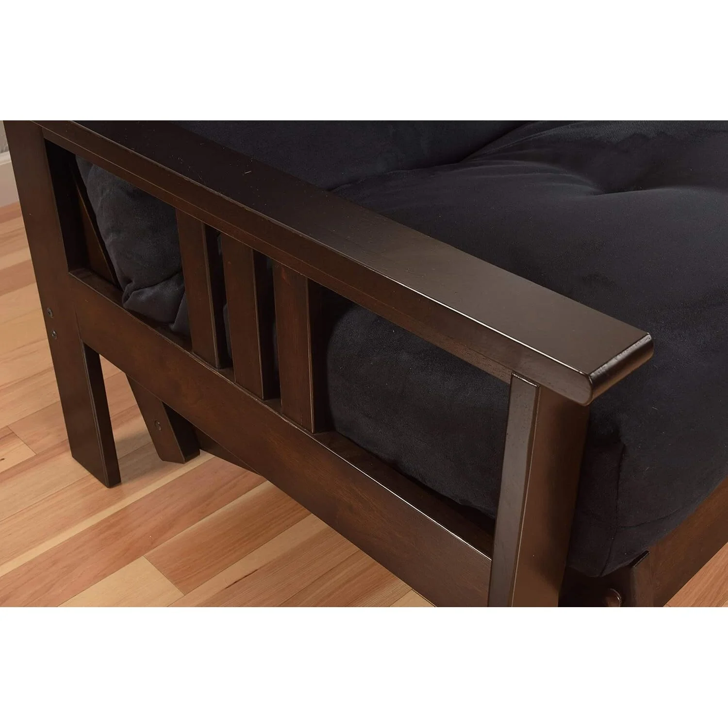 Homestock African Artifacts Full Size Futon Frame Set with Mattress, Easily Converts to Bed, Versatile Design Futon Frame for All Spaces, 33"H x 79"L x 37"D-Color:Linen Charcoal,Size:Barbados