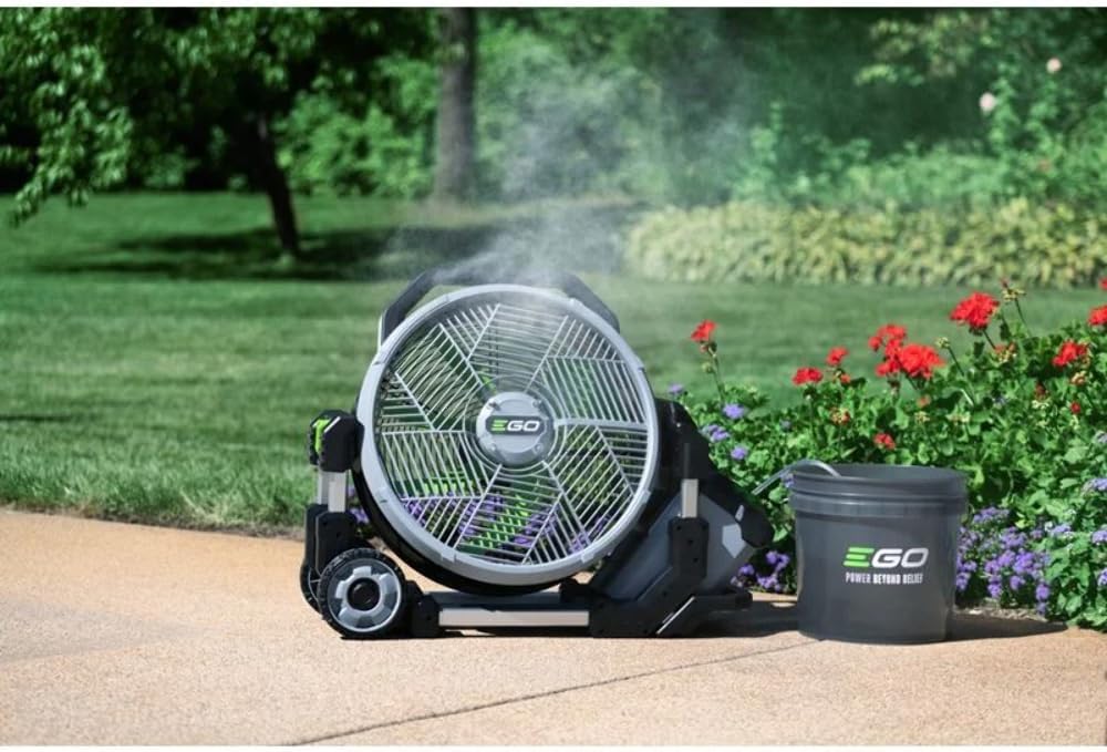 POWER+ Portable Misting Fan – 18″ Outdoor Electric, 5 Speeds