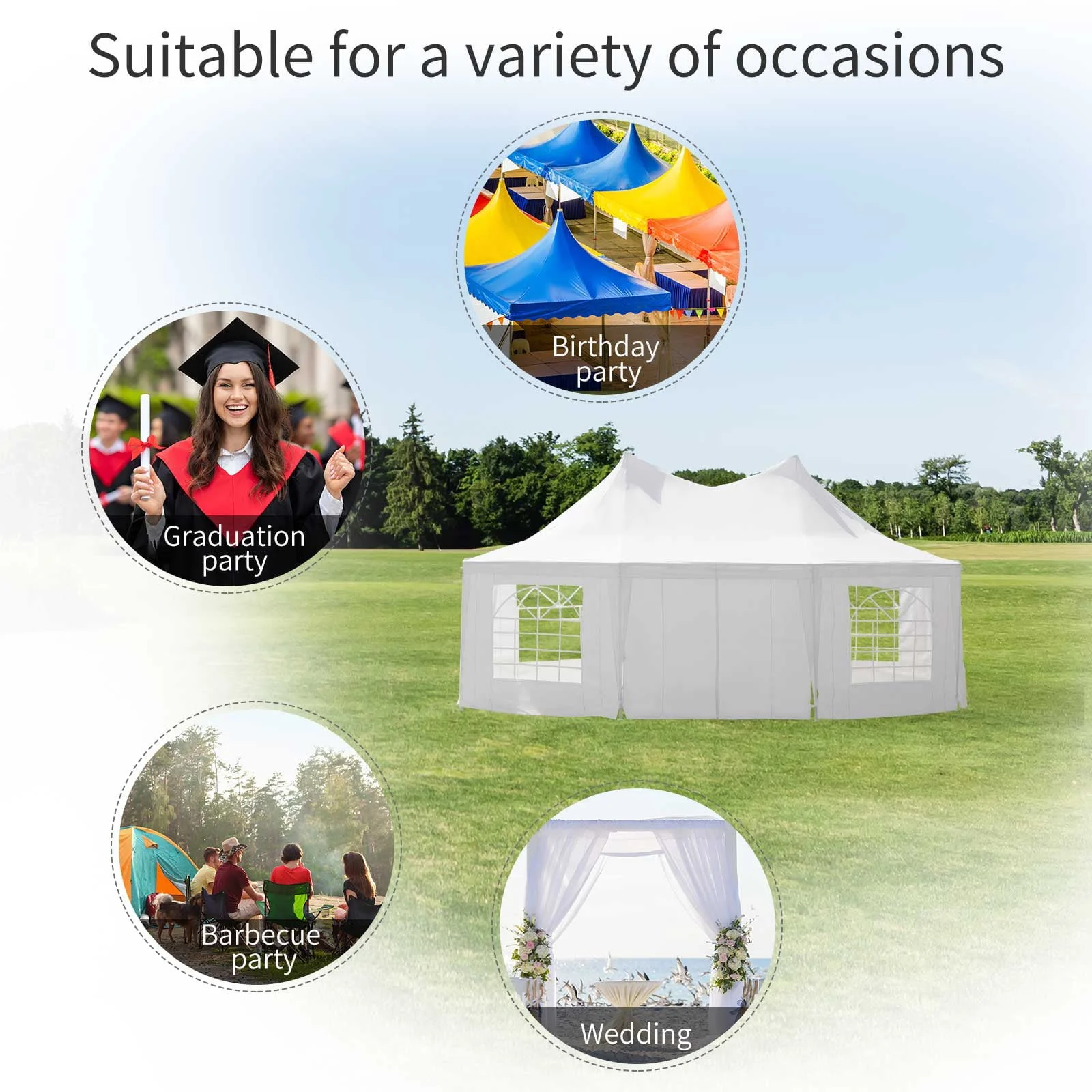 Outsunny 22' x 16' Party Tent Canopy with 2 Doors, 8 Cathedral Windows