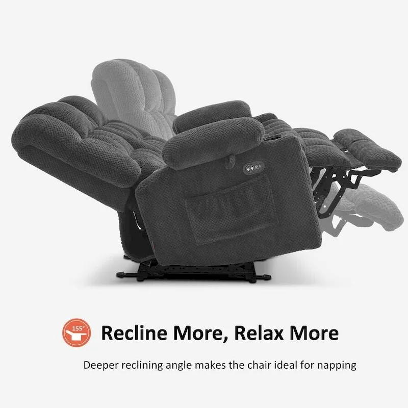 MCombo Power Loveseat Recliner, Electric Reclining Loveseat Sofa with Heat and Vibration, Cupholders, USB Charge Ports RS6314