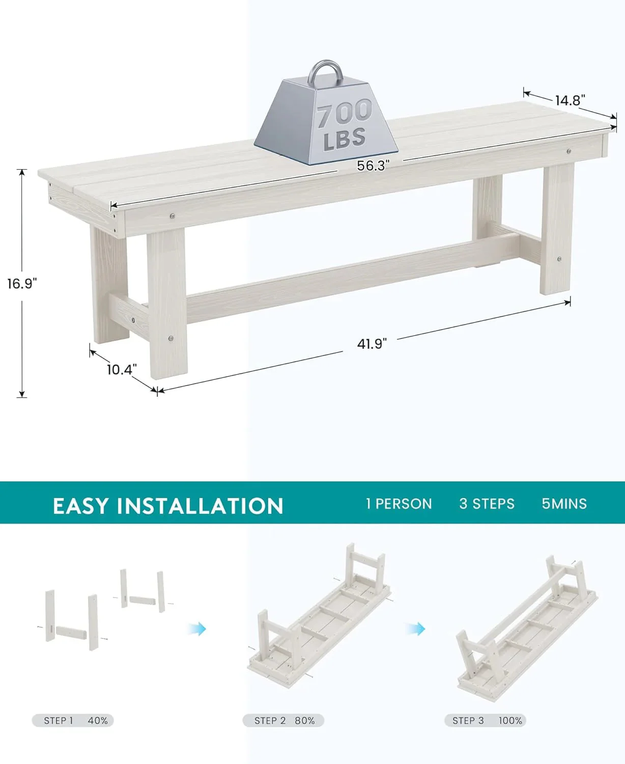 SERWALL 7-Piece Patio Table Set, Outdoor HDPE Dining Furniture with Umbrella Hole, All Weather Table and Chairs for Lawn, Garden, Poolside, Aruba