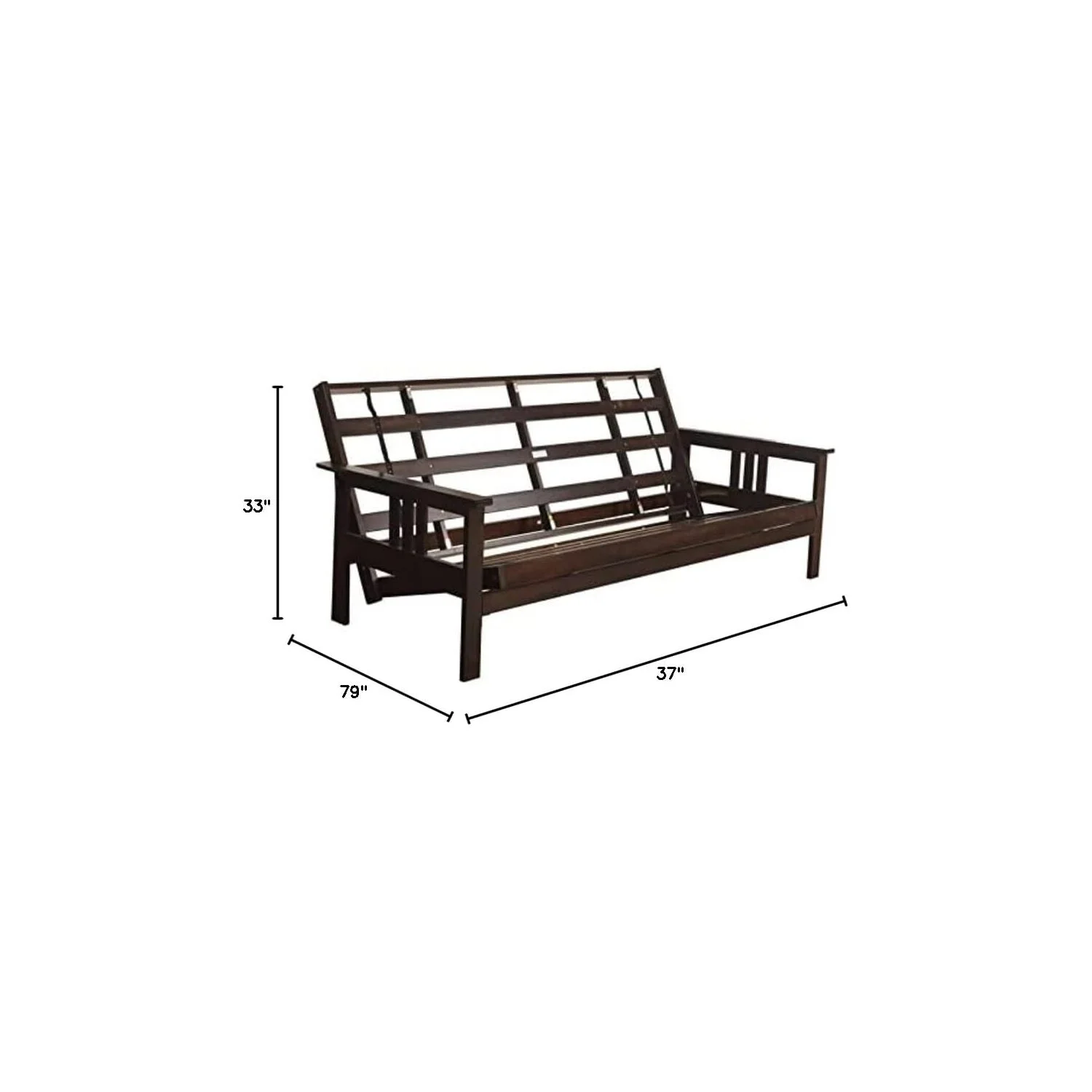 Homestock African Artifacts Full Size Futon Frame Set with Mattress, Easily Converts to Bed, Versatile Design Futon Frame for All Spaces, 33"H x 79"L x 37"D-Color:Linen Charcoal,Size:Barbados
