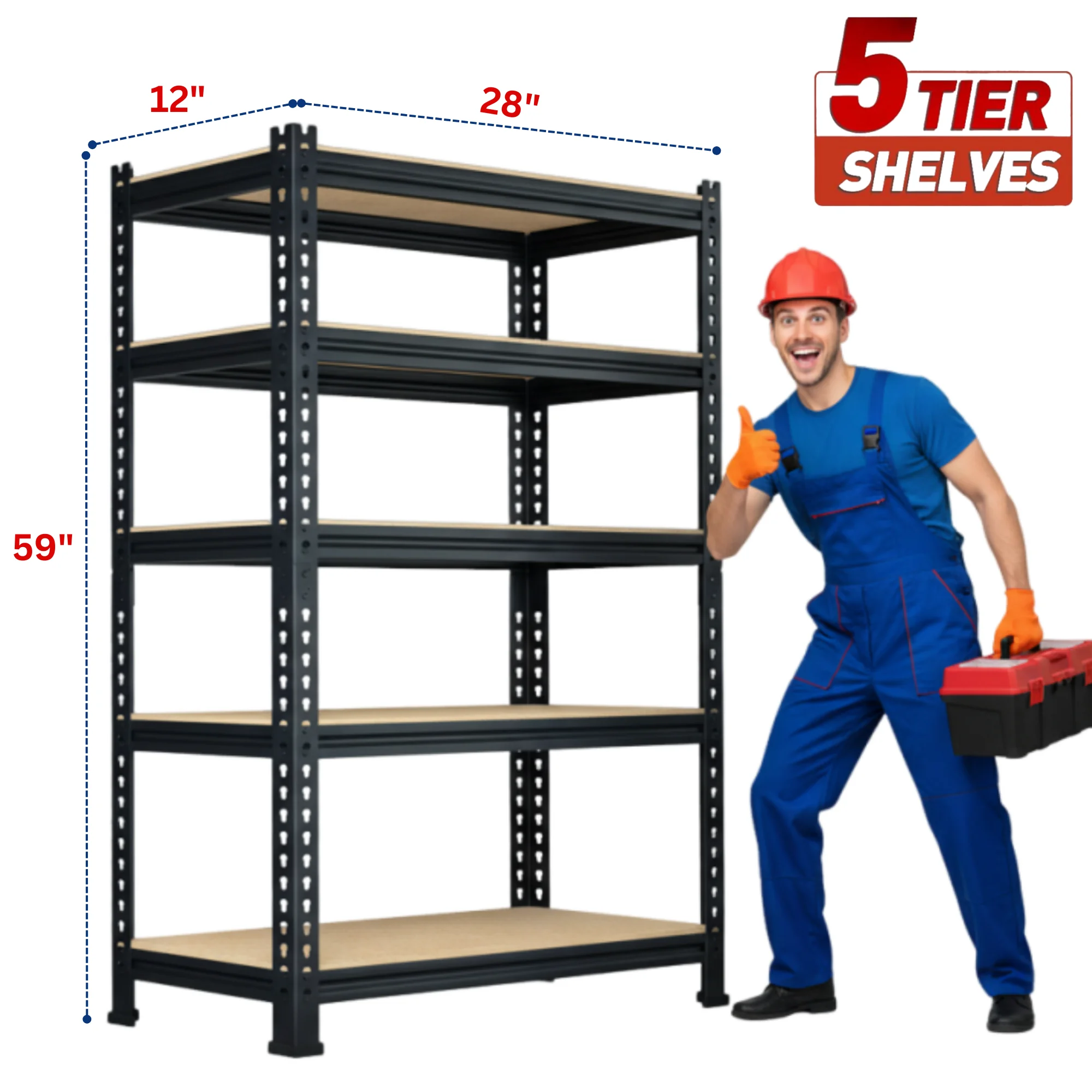 TrumanPick Storage Shelves 5 Tier Garage Shelving Units Metal Heavy Duty Adjustable Shelf Rack 48"W x 18"D x 72"H for Warehouse Pantry Closet