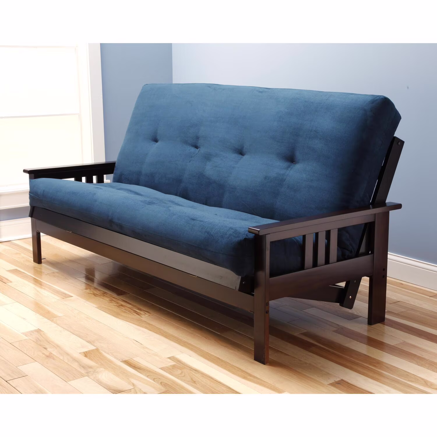 Homestock African Artifacts Full Size Futon Frame Set with Mattress, Easily Converts to Bed, Versatile Design Futon Frame for All Spaces, 33"H x 79"L x 37"D-Color:Linen Charcoal,Size:Barbados