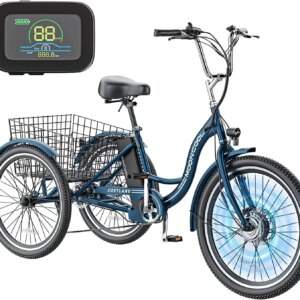 Mooncool Adult 3-Wheel Electric Tricycle, 24in 26in, 350W 36V, 7 Speeds