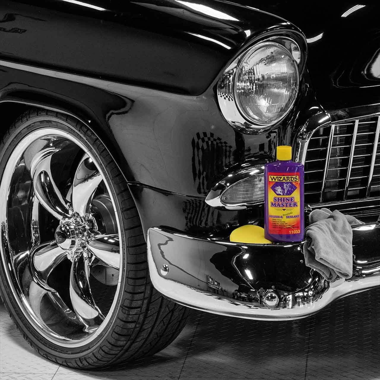 Wizards Motorcycle Cleaner Kits - 8 Piece Motorcycle Cool Kit - Saddlebag Sized Nylon Bag with Mist and Shine, Bug Release, Bike Wash, Shine Master, and Microfiber Cloth - 11 x 7 x 10.5 Inches